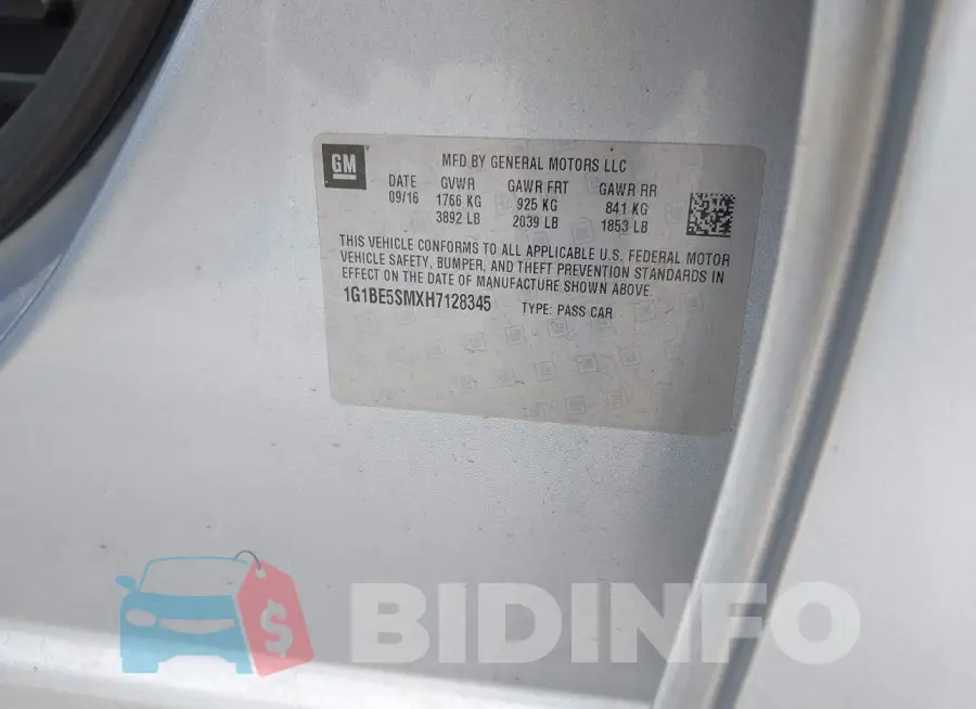 1G1BE5SMXH7128345 Photo# 9