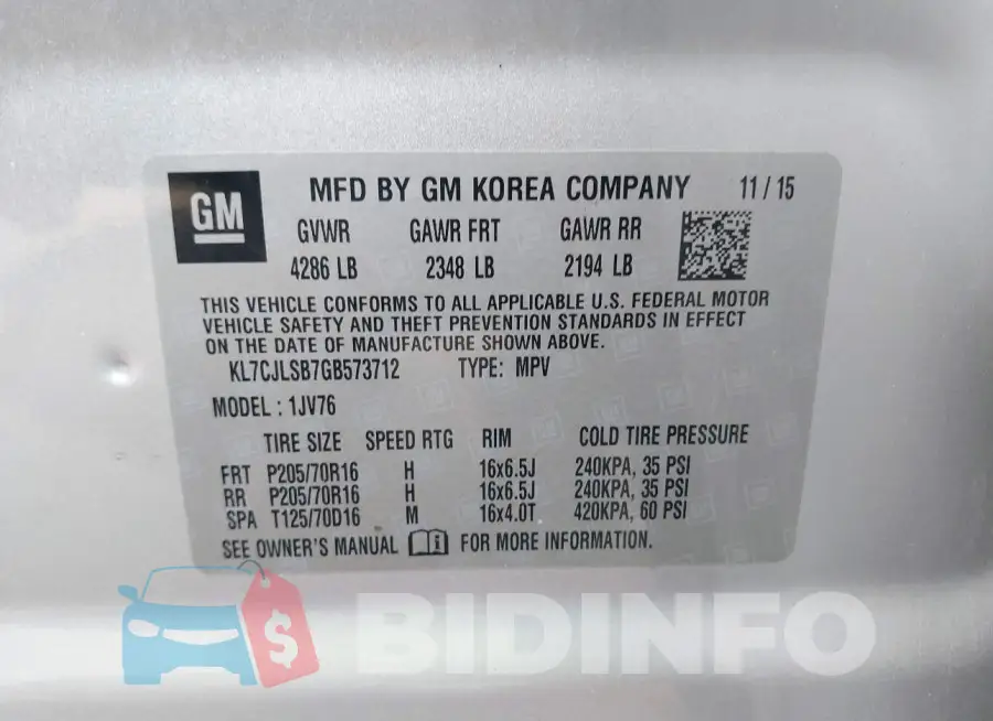 KL7CJLSB7GB573712 Photo# 9