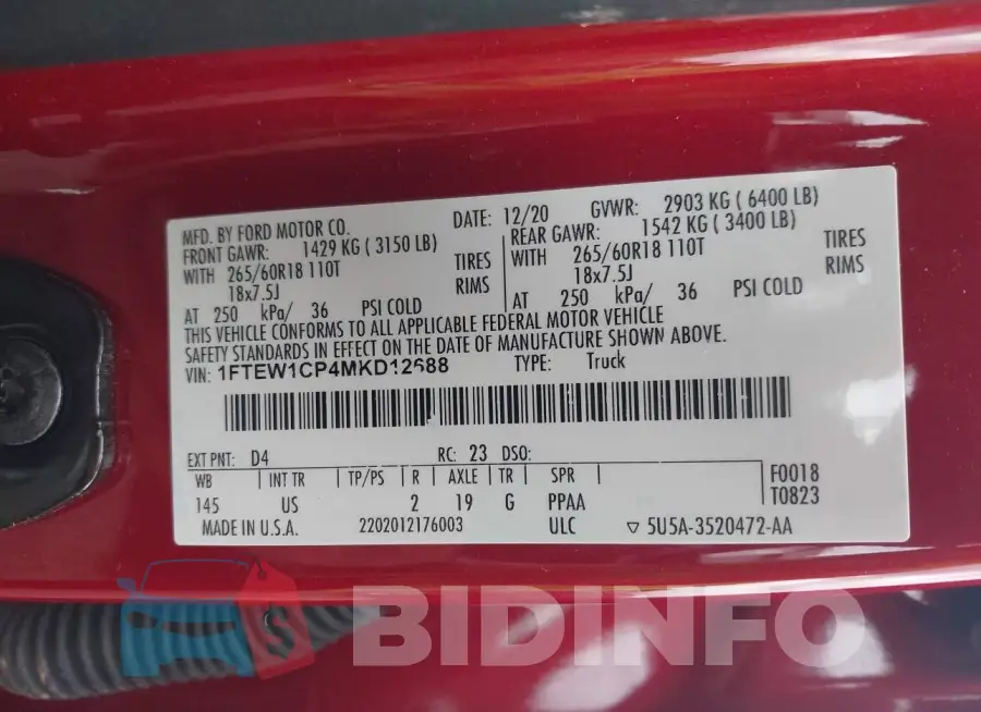 1FTEW1CP4MKD12688 Photo# 9
