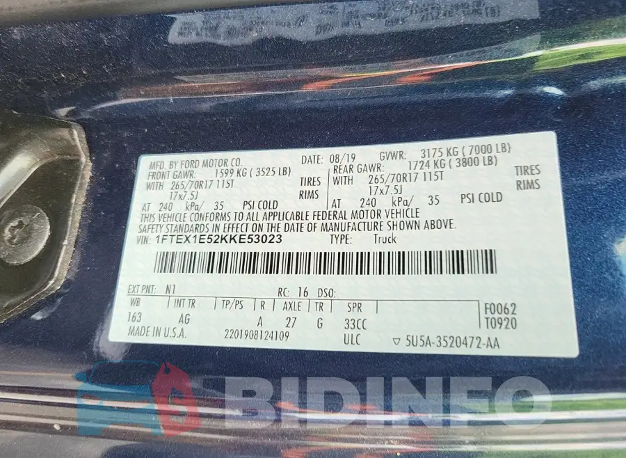 1FTEX1E52KKE53023 Photo# 25