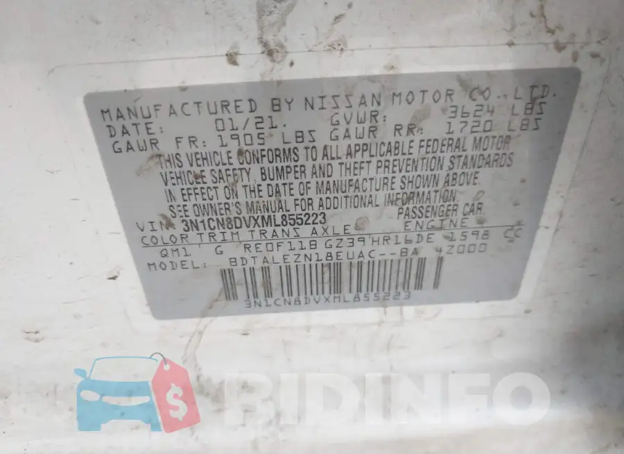 3N1CN8DVXML855223 Photo# 9