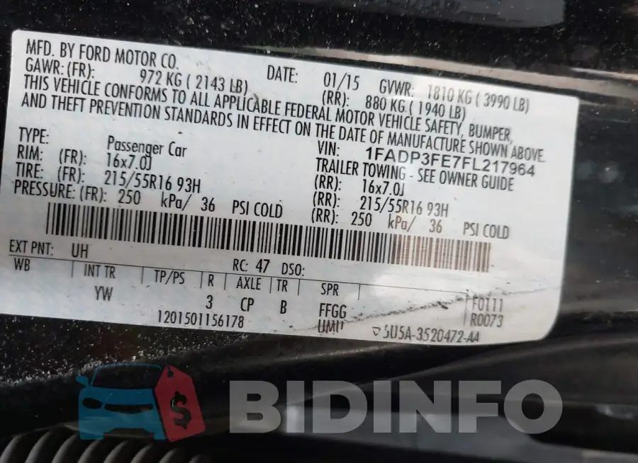 1FADP3FE7FL217964 Photo# 9