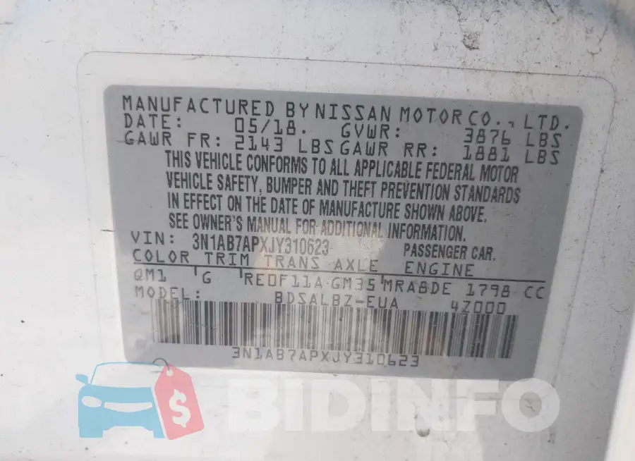3N1AB7APXJY310623 Photo# 9