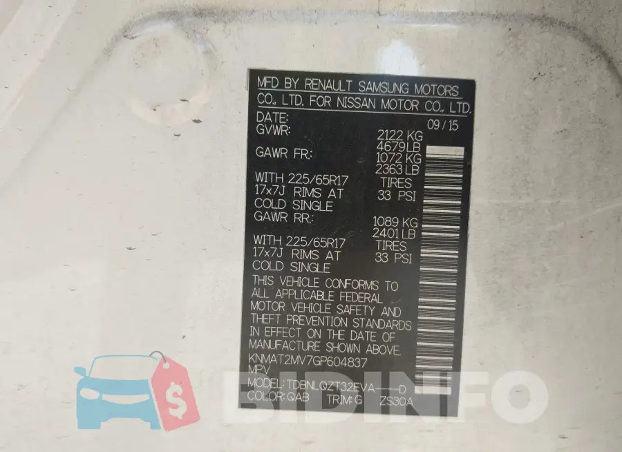 KNMAT2MV7GP604837 Photo# 9