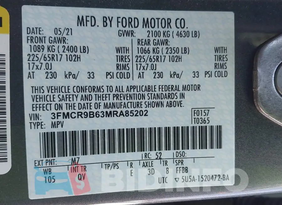 3FMCR9B63MRA85202 Photo# 9