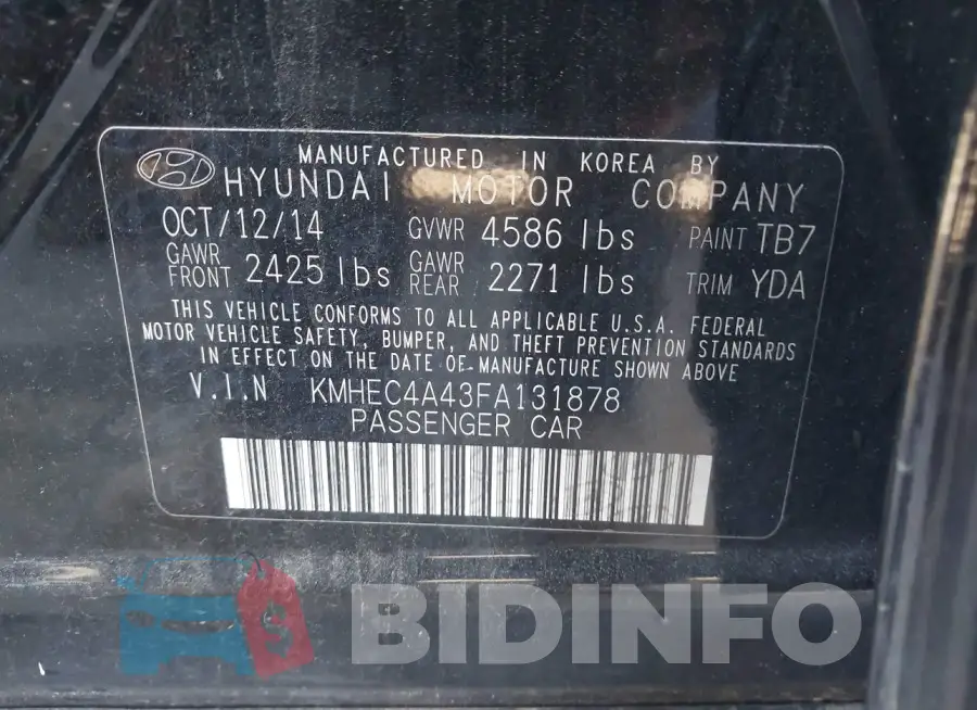 KMHEC4A43FA131878 Photo# 9