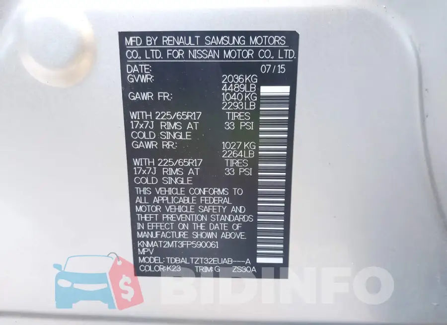 KNMAT2MT3FP590061 Photo# 9