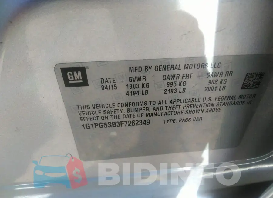1G1PG5SB3F7262349 Photo# 9