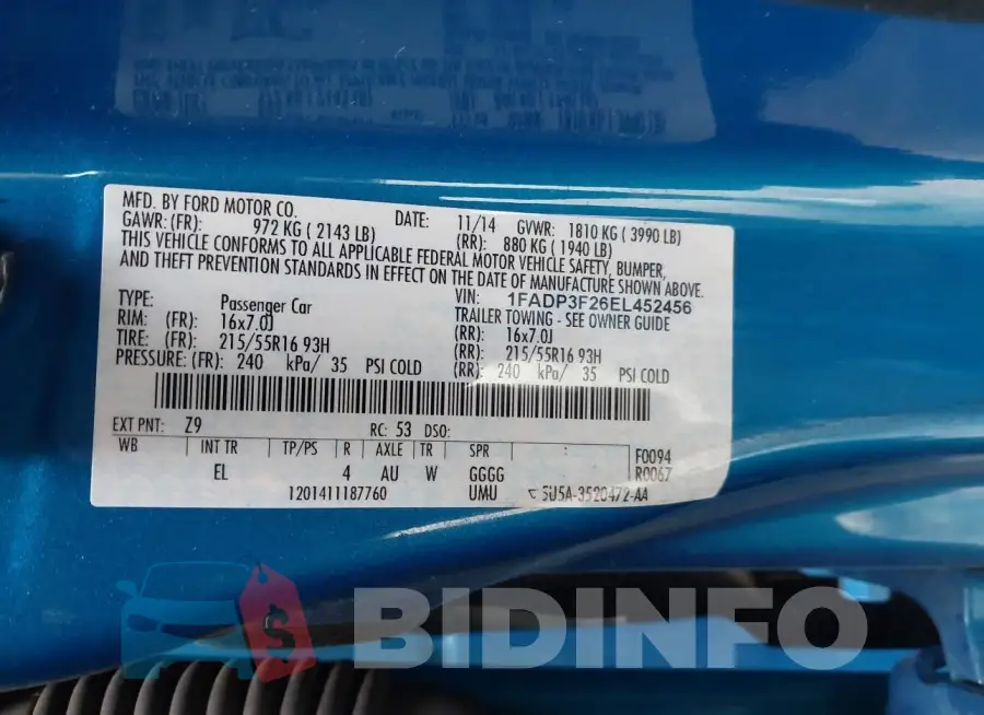 1FADP3F26EL452456 Photo# 9
