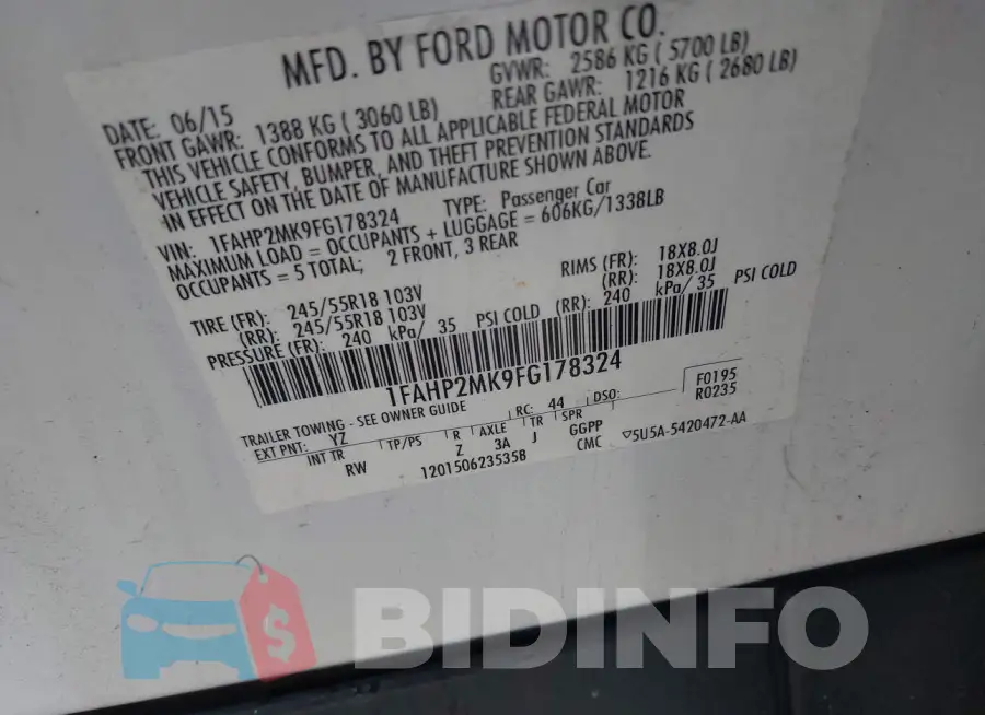 1FAHP2MK9FG178324 Photo# 9