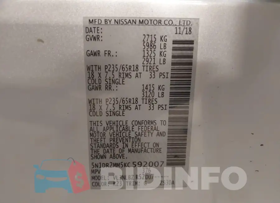 5N1DR2MM5KC592007 Photo# 9