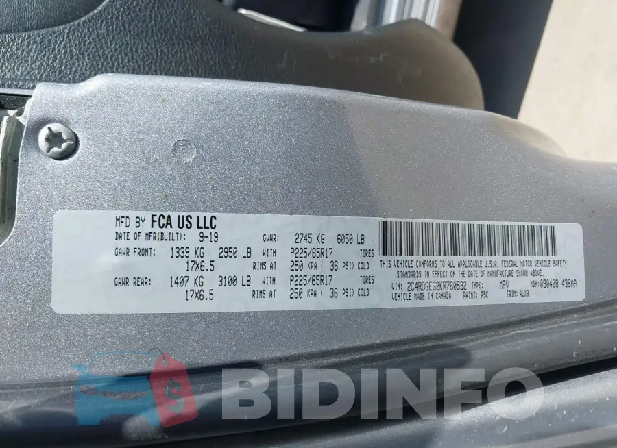 2C4RDGEG2KR760532 Photo# 9
