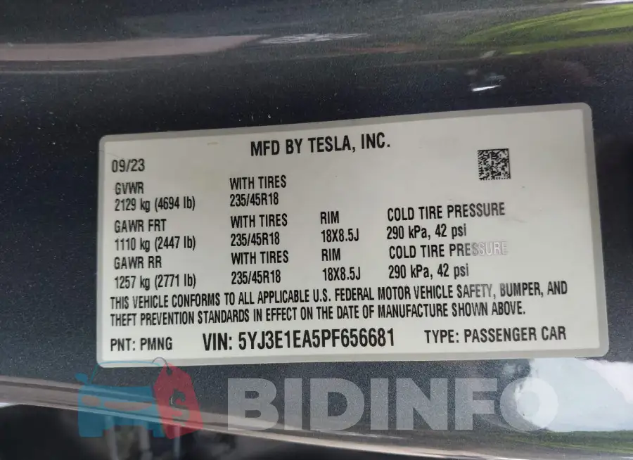 5YJ3E1EA5PF656681 Photo# 9