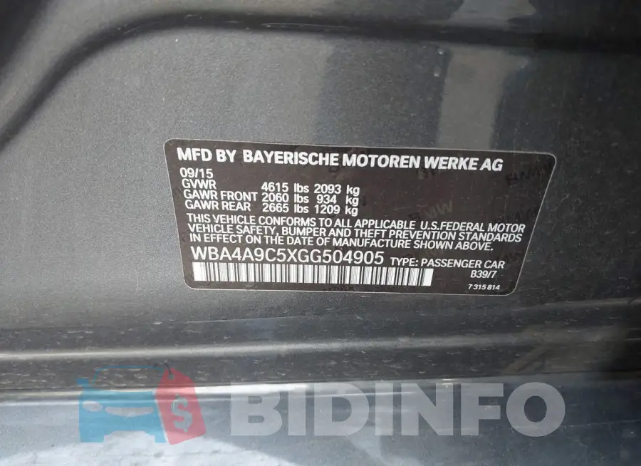WBA4A9C5XGG504905 Photo# 9