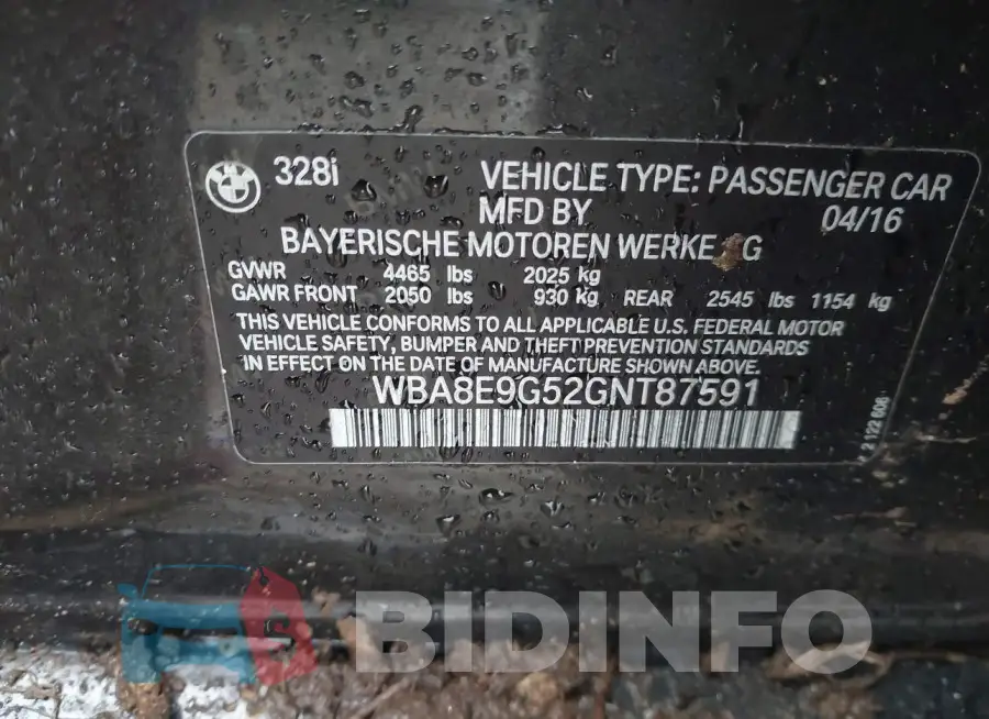 WBA8E9G52GNT87591 Photo# 9