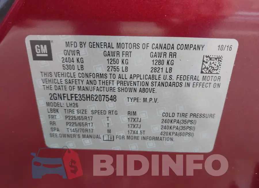 2GNFLFE35H6207548 Photo# 9
