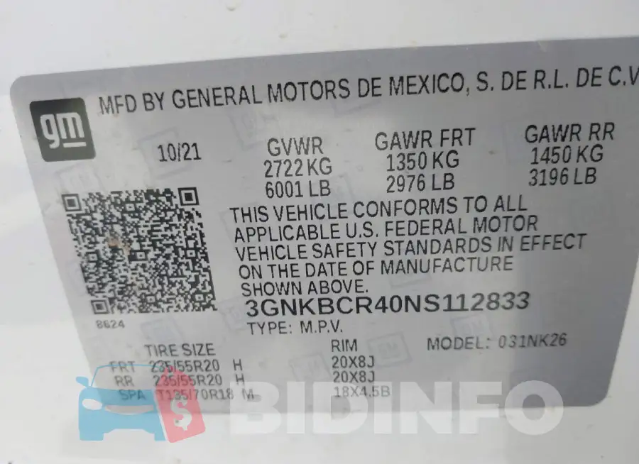 3GNKBCR40NS112833 Photo# 9