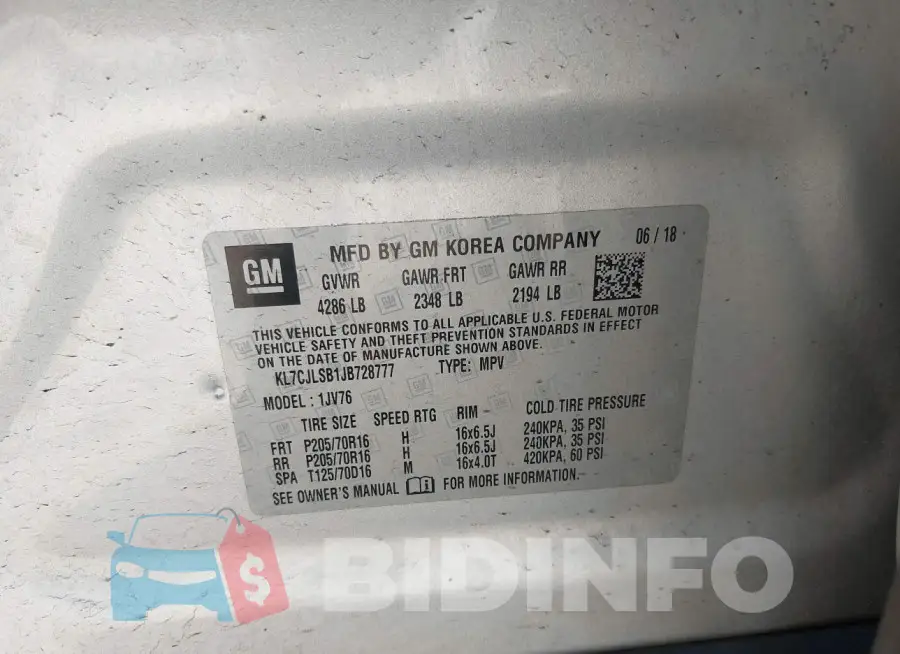 KL7CJLSB1JB728777 Photo# 9