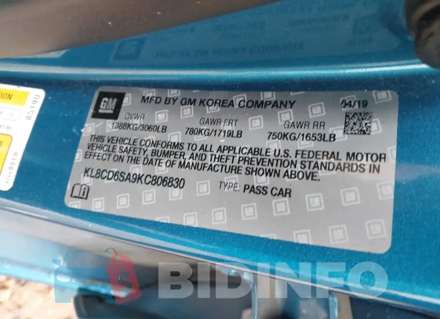 KL8CD6SA9KC806830 Photo# 9