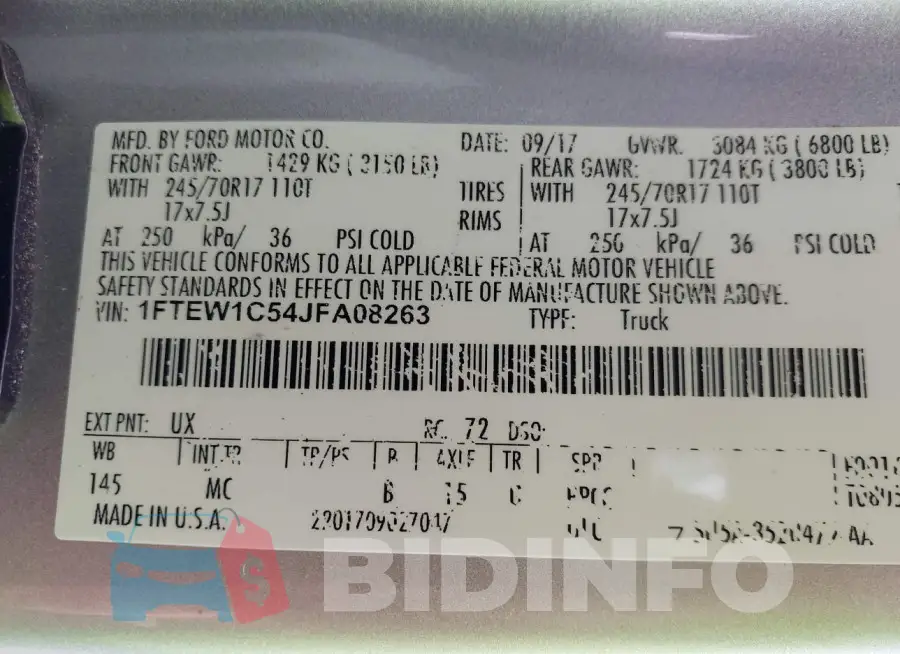 1FTEW1C54JFA08263 Photo# 9