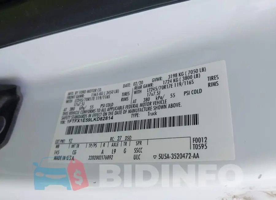 1FTFX1E59LKD82814 Photo# 9