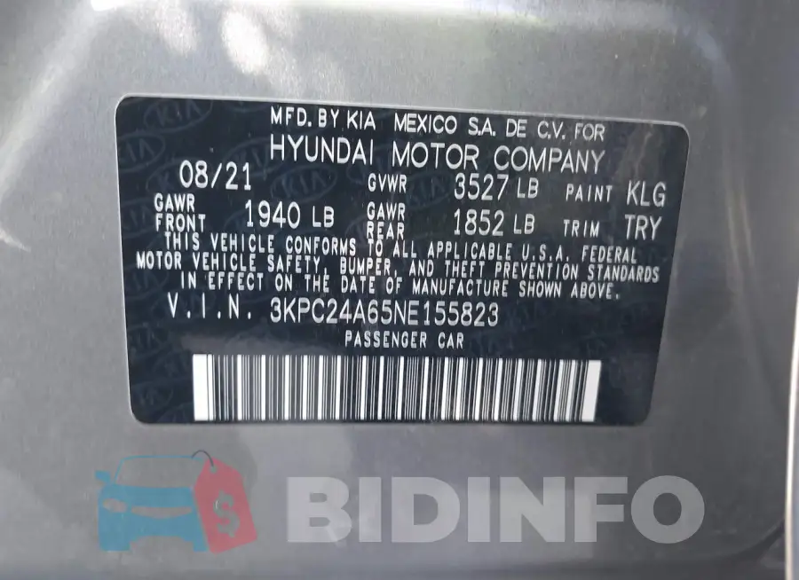 3KPC24A65NE155823 Photo# 9