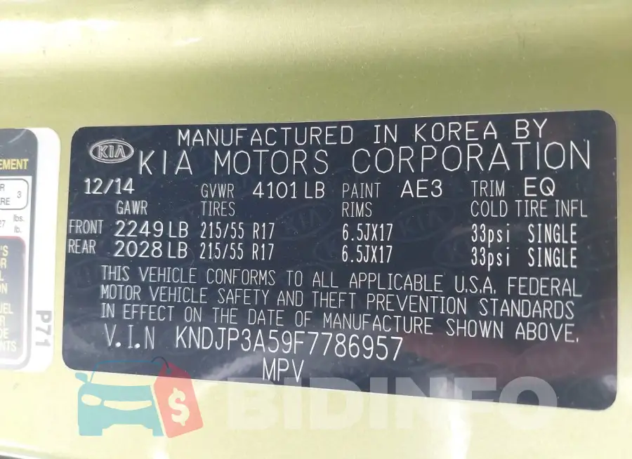 KNDJP3A59F7786957 Photo# 9