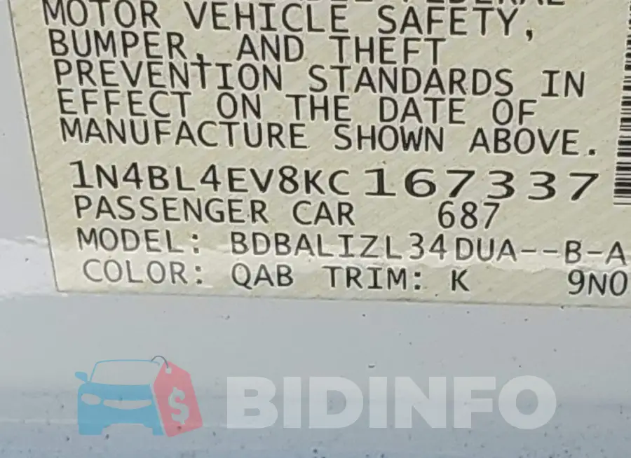 1N4BL4EV8KC167337 Photo# 9