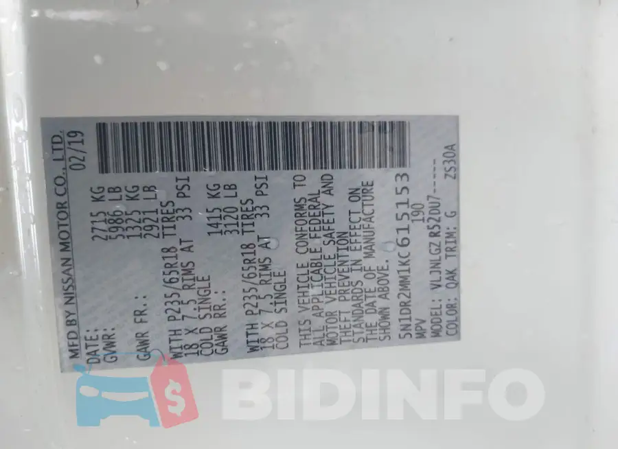 5N1DR2MM1KC615153 Photo# 9
