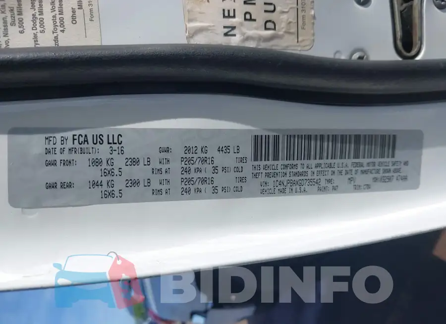 1C4NJPBAXGD735542 Photo# 9