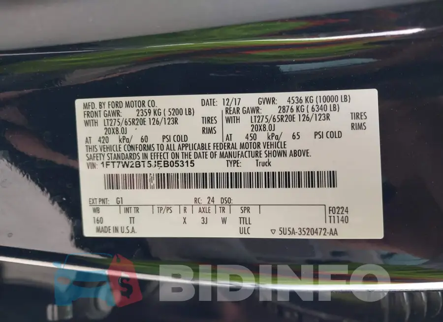 1FT7W2BT5JEB05315 Photo# 9