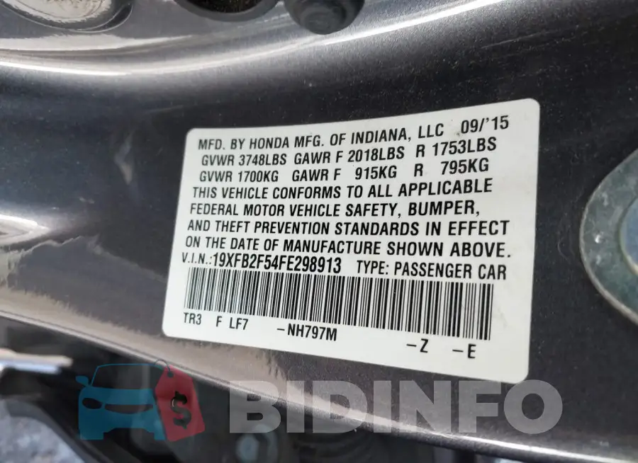 19XFB2F54FE298913 Photo# 9