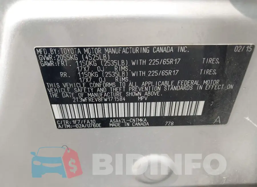 2T3WFREV8FW171584 Photo# 9