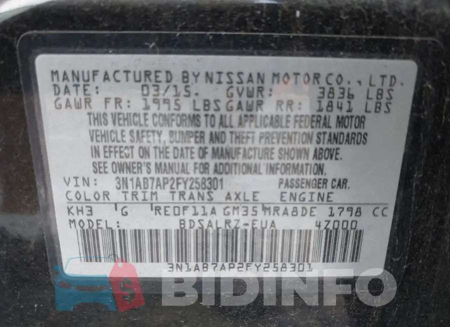 3N1AB7AP2FY258301 Photo# 9