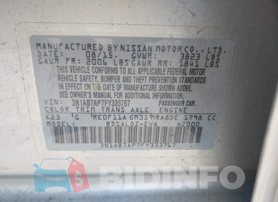 3N1AB7AP7FY333767 Photo# 9