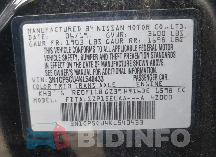 3N1CP5CU4KL540433 Photo# 9