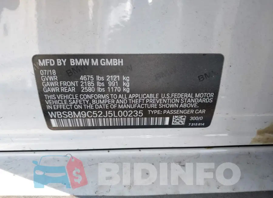 WBS8M9C52J5L00235 Photo# 9