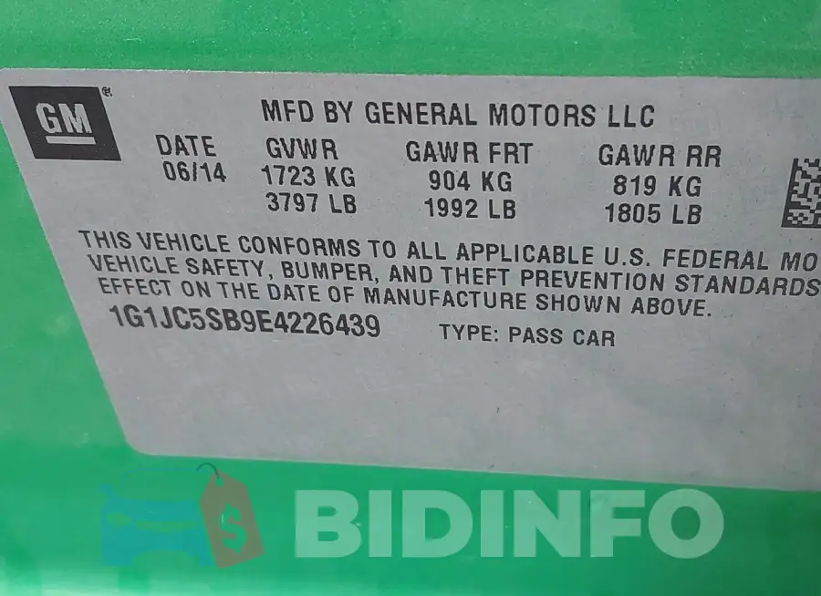 1G1JC5SB9E4226439 Photo# 9