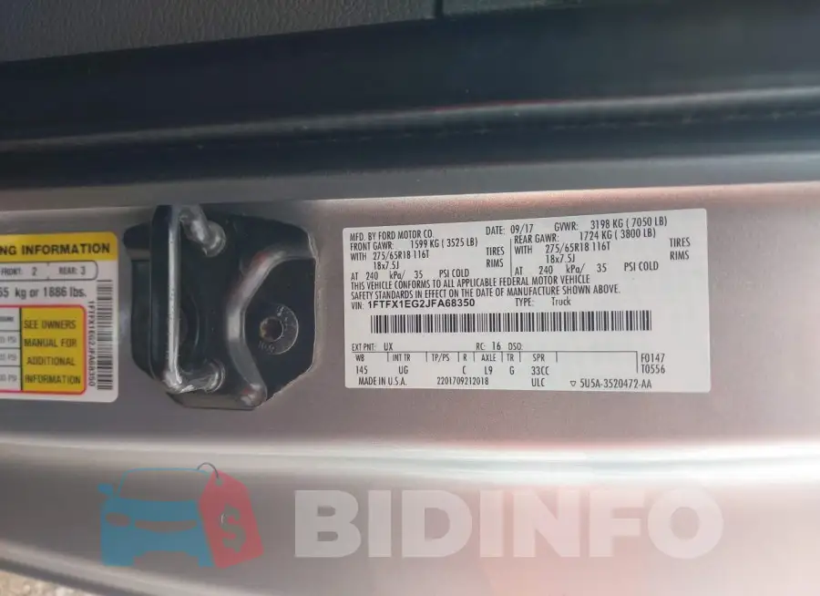 1FTFX1EG2JFA68350 Photo# 9