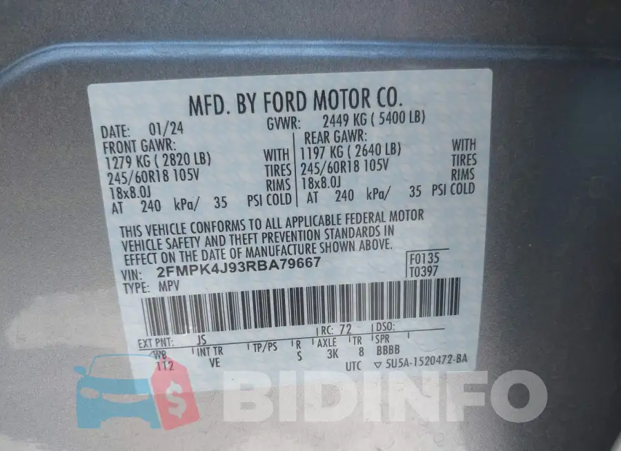 2FMPK4J93RBA79667 Photo# 9