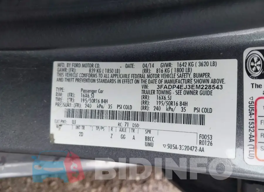 3FADP4EJ3EM228543 Photo# 9