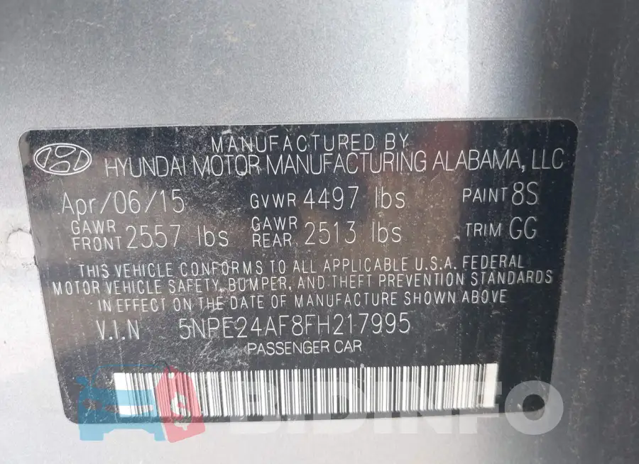 5NPE24AF8FH217995 Photo# 9
