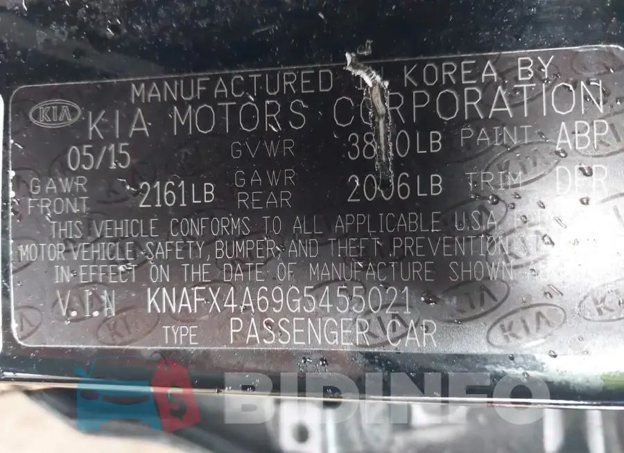 KNAFX4A69G5455021 Photo# 9