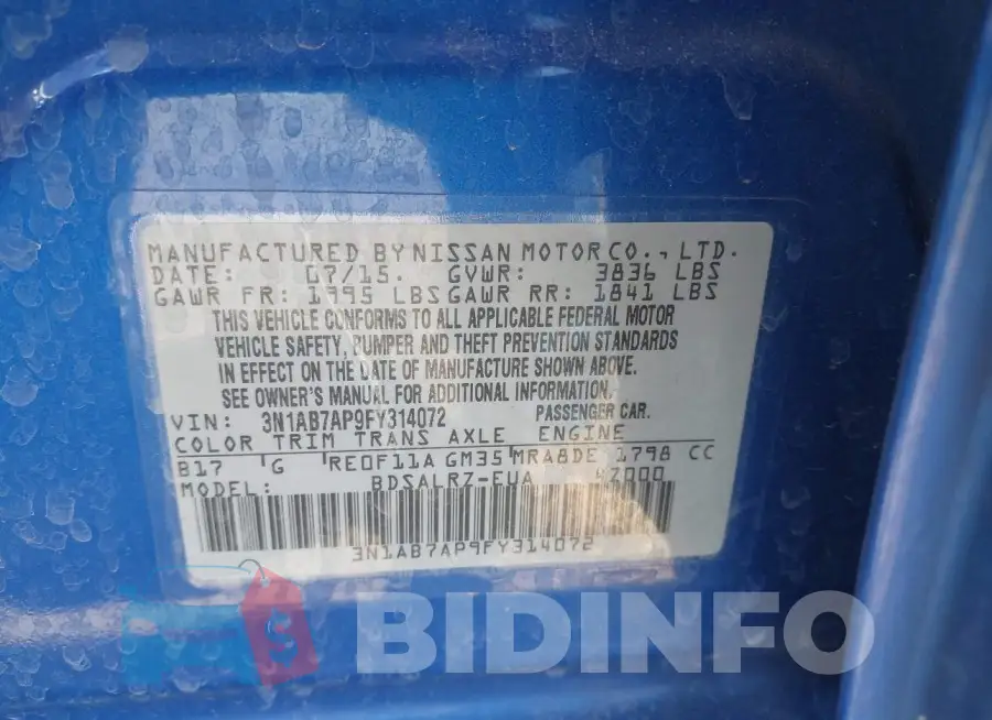 3N1AB7AP9FY314072 Photo# 9