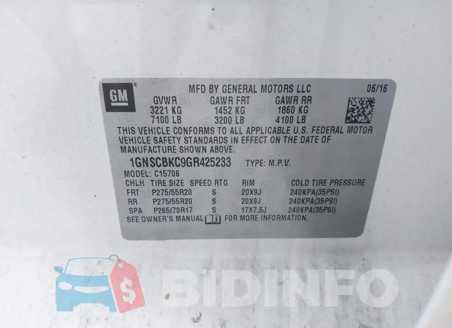 1GNSCBKC9GR425233 Photo# 9