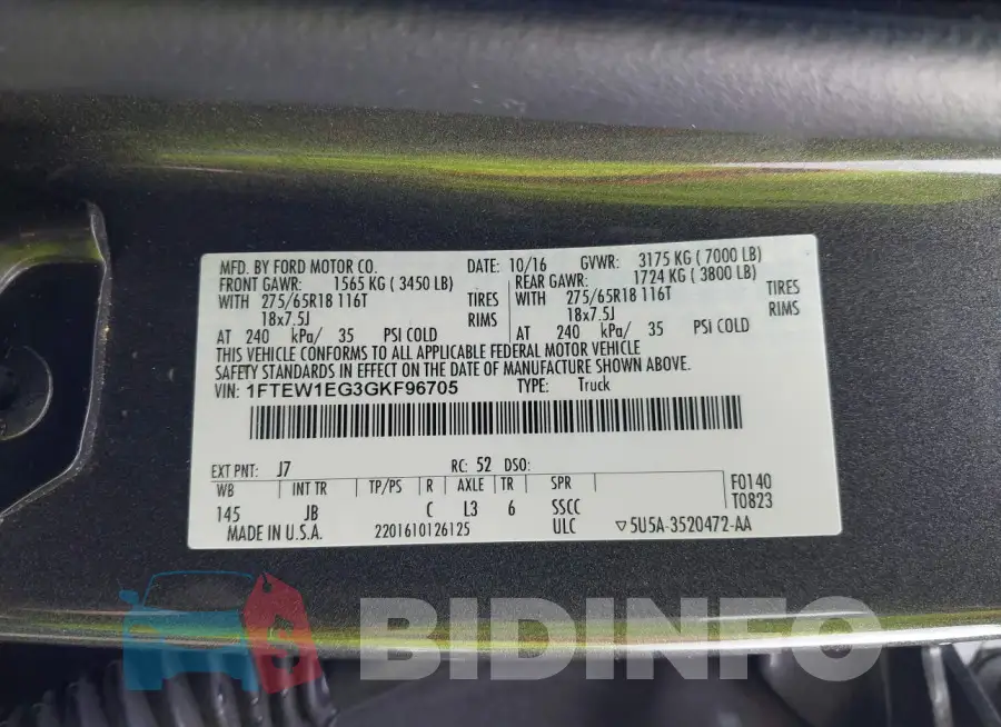 1FTEW1EG3GKF96705 Photo# 9