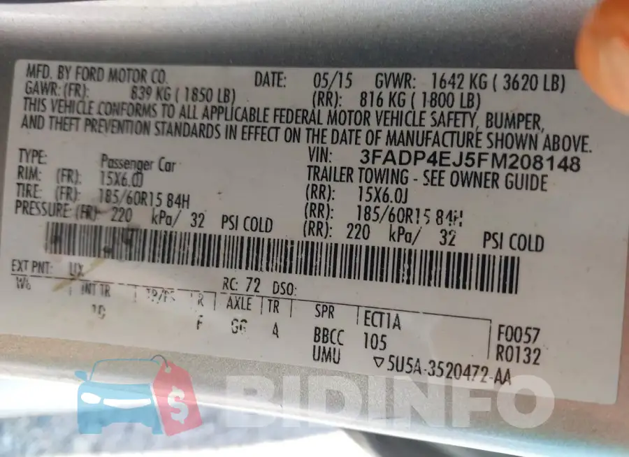 3FADP4EJ5FM208148 Photo# 9