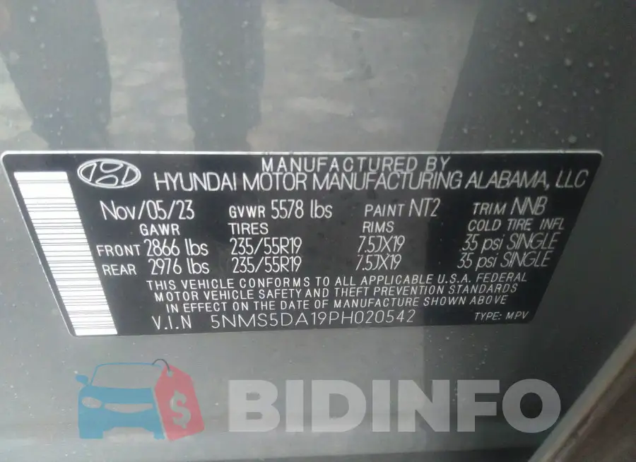 5NMS5DA19PH020542 Photo# 9