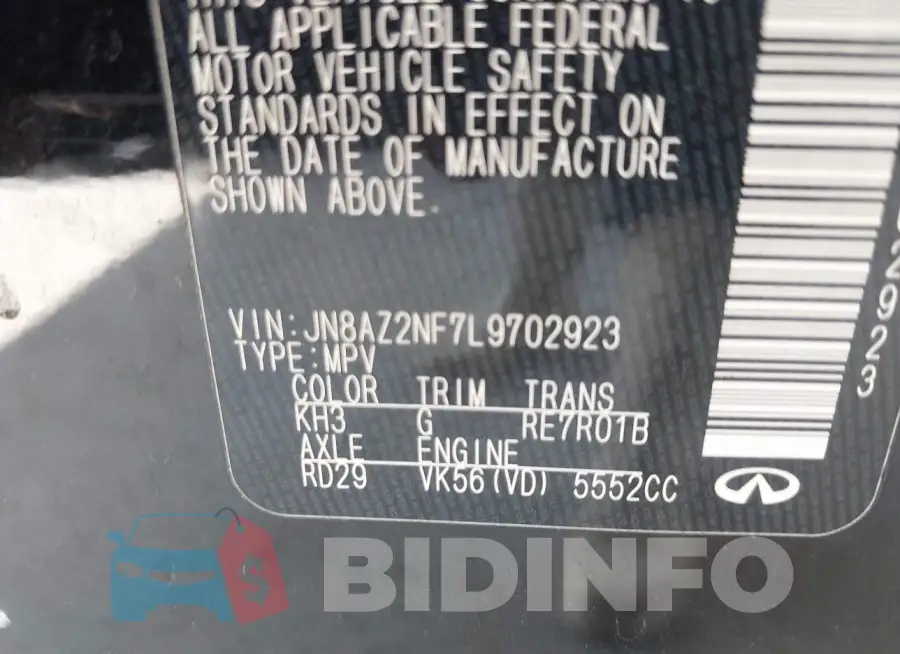 JN8AZ2NF7L9702923 Photo# 9