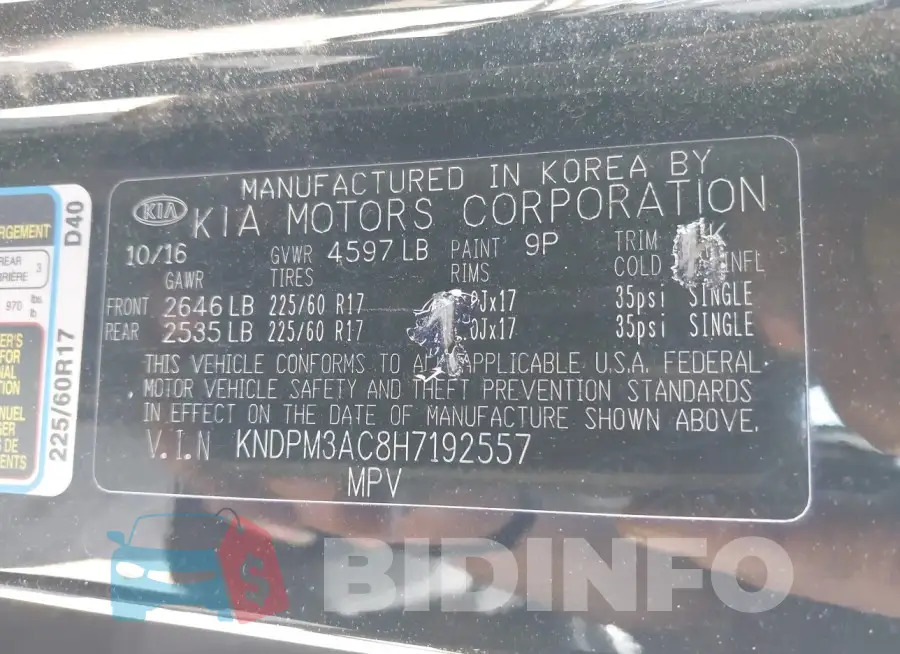 KNDPM3AC8H7192557 Photo# 9
